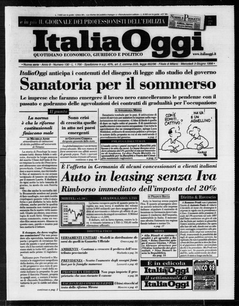 Italia oggi : quotidiano di economia finanza e politica